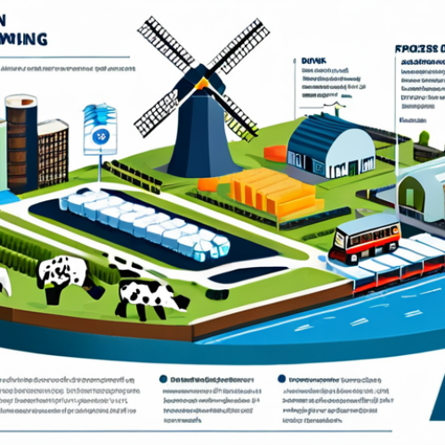 Transparent Supply Chain**

"A visually clear and organized diagram representing a transparent supply chain for a Dutch cheese company, showcasing the journey from local dairy farms to consumers in Amsterdam. Use interconnected nodes and lines to illustrate each stage: milk production, processing, packaging, transportation (depicting bicycles and electric vehicles), and retail. Highlight key elements like ethical labor practices, fair wages for farmers, sustainable packaging, and renewable energy sources. Include recognizable Dutch landmarks like windmills or canals in the background to emphasize the local aspect. Style should be clean, modern, and informative, resembling a well-designed infographic. --ar 16:9 --v 5 --style expressive"

**