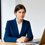 **

"A professional businesswoman in a modest, dark blue business suit, sitting at a clean, minimalist desk in a bright, modern office in Amsterdam, laptop open, focused expression, fully clothed, appropriate attire, safe for work, perfect anatomy, natural proportions, professional photography, high quality, family-friendly."

**