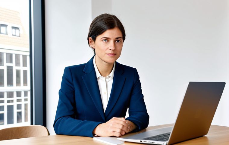 **
"A professional businesswoman in a modest, dark blue business suit, sitting at a clean, minimalist desk in a bright, modern office in Amsterdam, laptop open, focused expression, fully clothed, appropriate attire, safe for work, perfect anatomy, natural proportions, professional photography, high quality, family-friendly."
**
