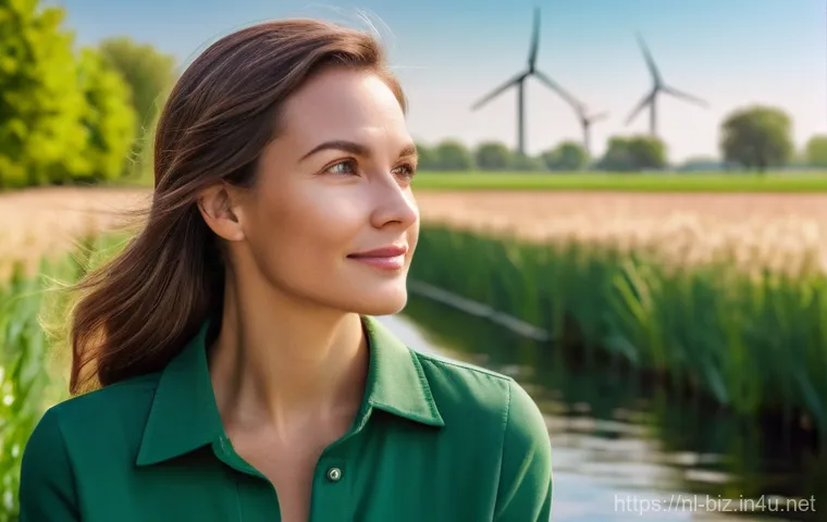 윤리적 투자 - **Prompt:** A serene and hopeful image of a Dutch individual, approximately 30-40 years old, with a ...