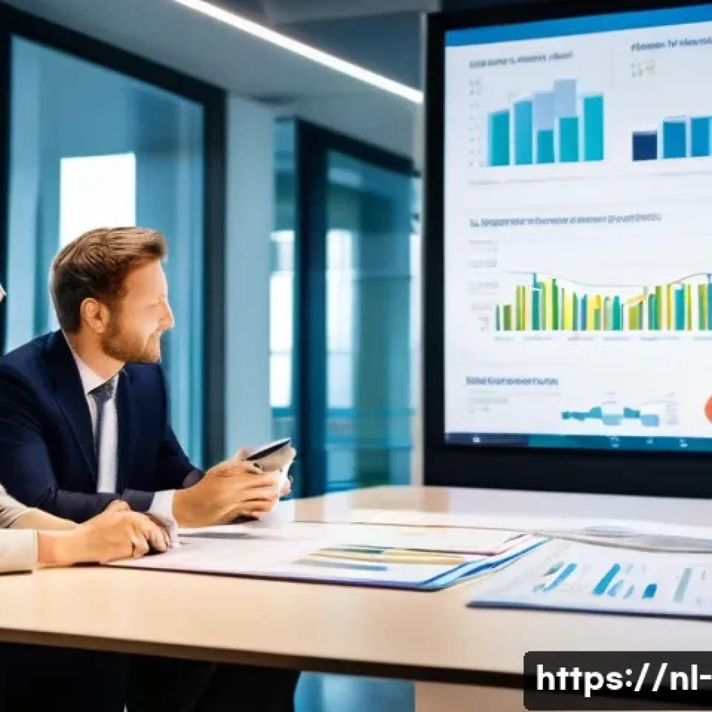 재무 보고서 작성 - **Prompt: Dynamic Financial Storytelling in a Modern Dutch Office**
    "A vibrant, wide-angle shot ...